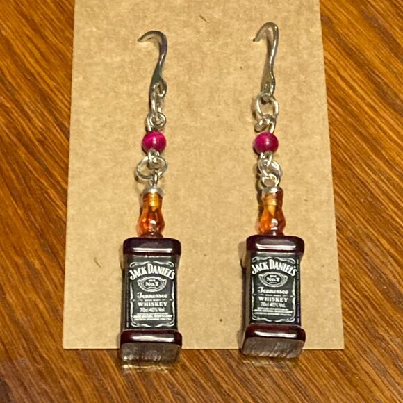 Mini Whiskey Pink Tigers Eye Earrings - Picture 2 of 2